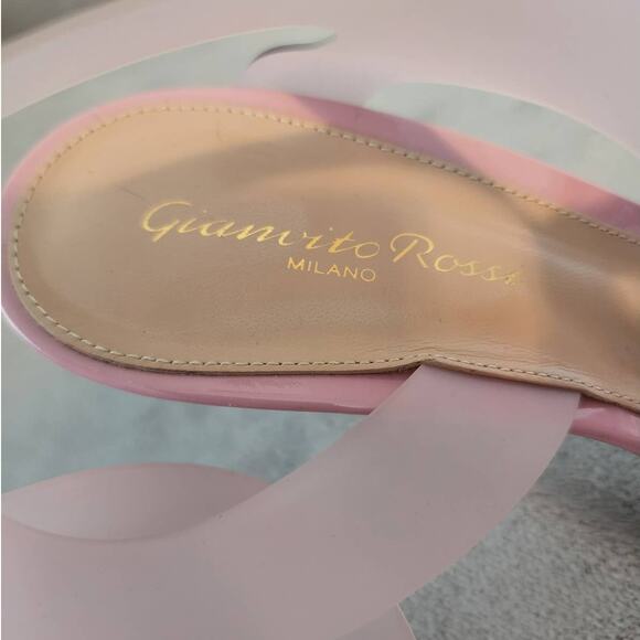 Gianvito Rossi Metropolis Pale Pink PVC Heels Open Toe Size 11 / IT 41 - Picture 6 of 9
